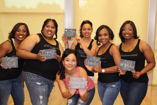 The bride with her bridesmaids
