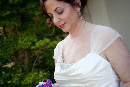 The bride holding her bouquet