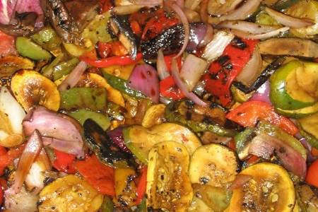 Fresh grilled veggies in a balsamic reduction