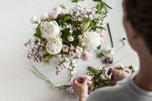 Arranging a bouquet