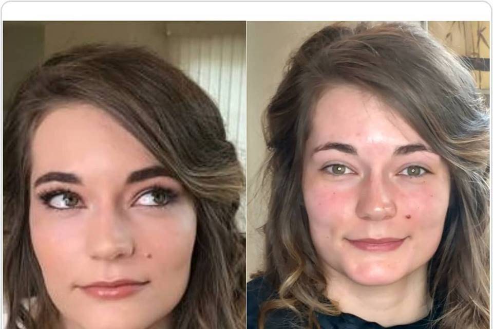 Before and after bridal trial using airbrush makeup