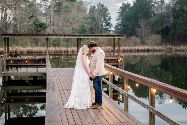 Bride and groom on the water
