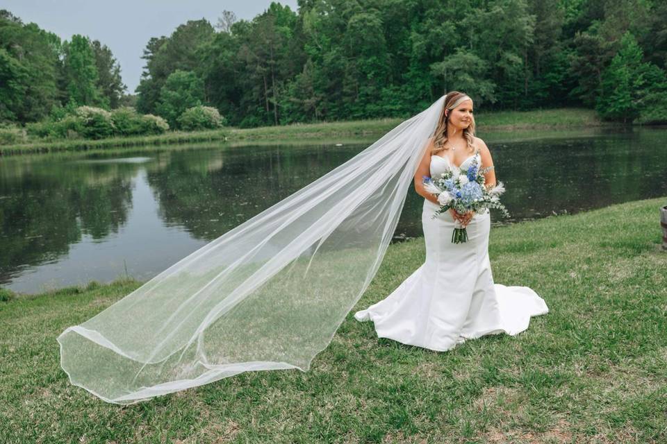 Spring bride by the water