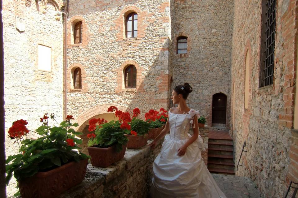 Bride in front of the tower