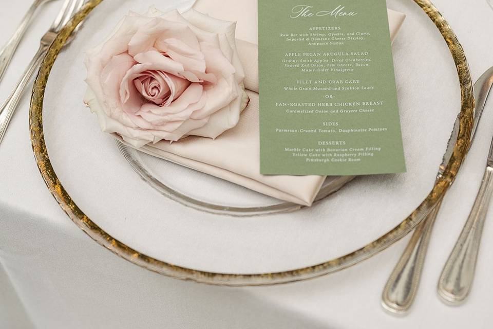 Floral Menu Charger Setting