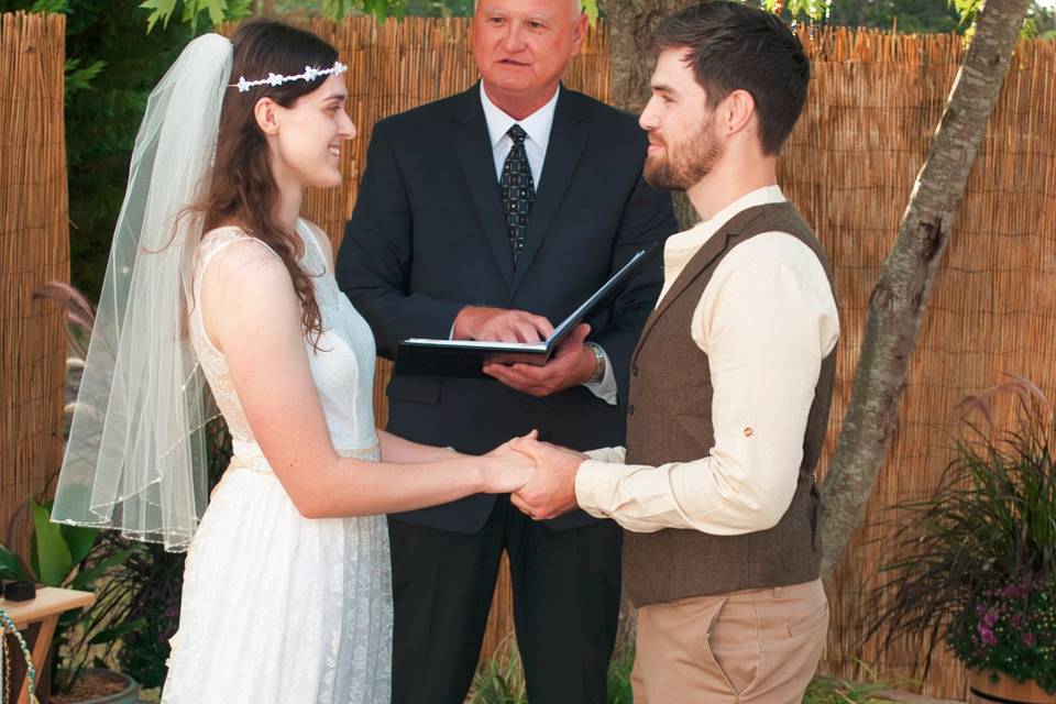 Couple exchanging vows