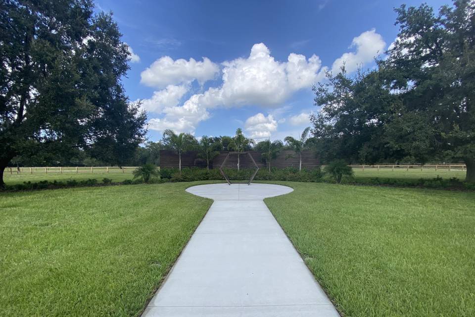 Ceremony area set with chairs