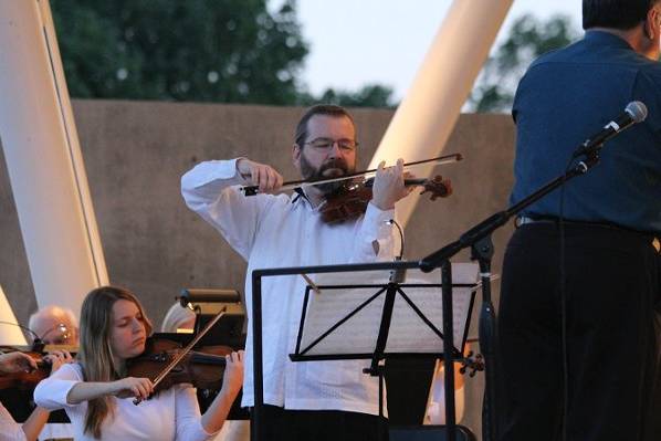 Paul Huppert, violin soloist and concertmaster. St. Louis Civic Orchestra, Chesterfield amphitheater.