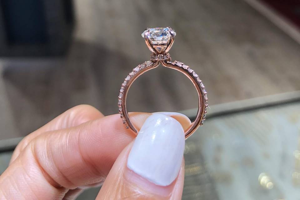 Rose Gold pave engagement ring