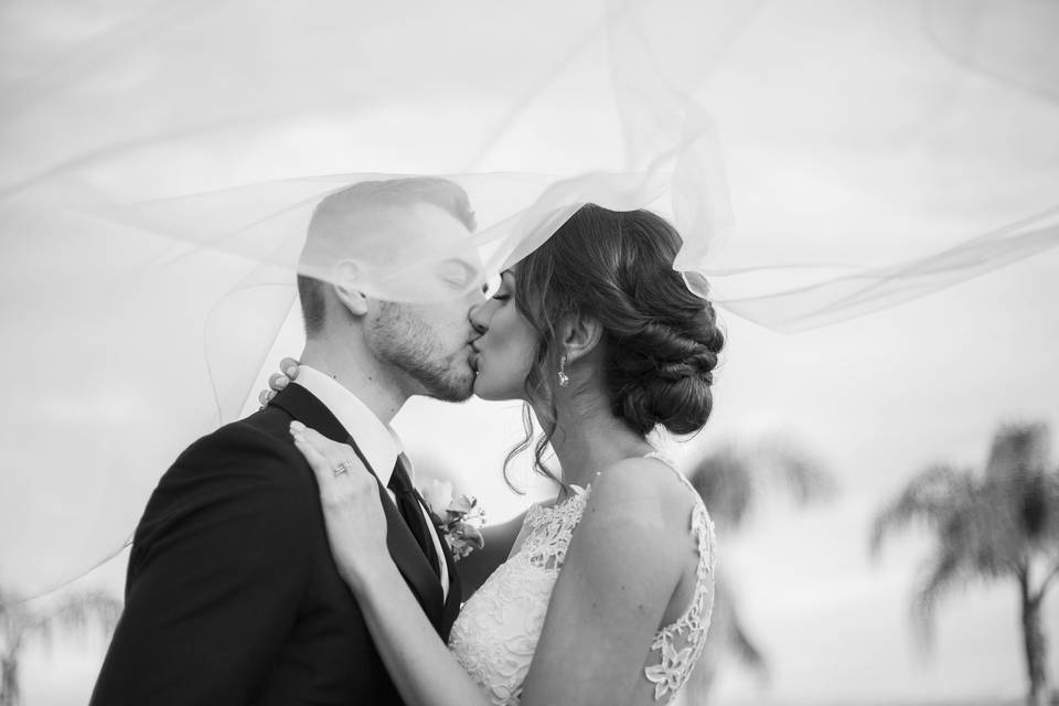 Wedding veil shot