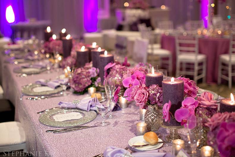 Table setup with centerpiece