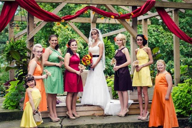 Bride and her bridesmaids