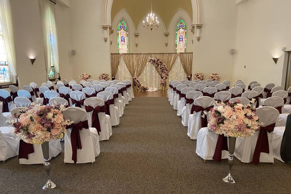 Ceremony with custom backdrop