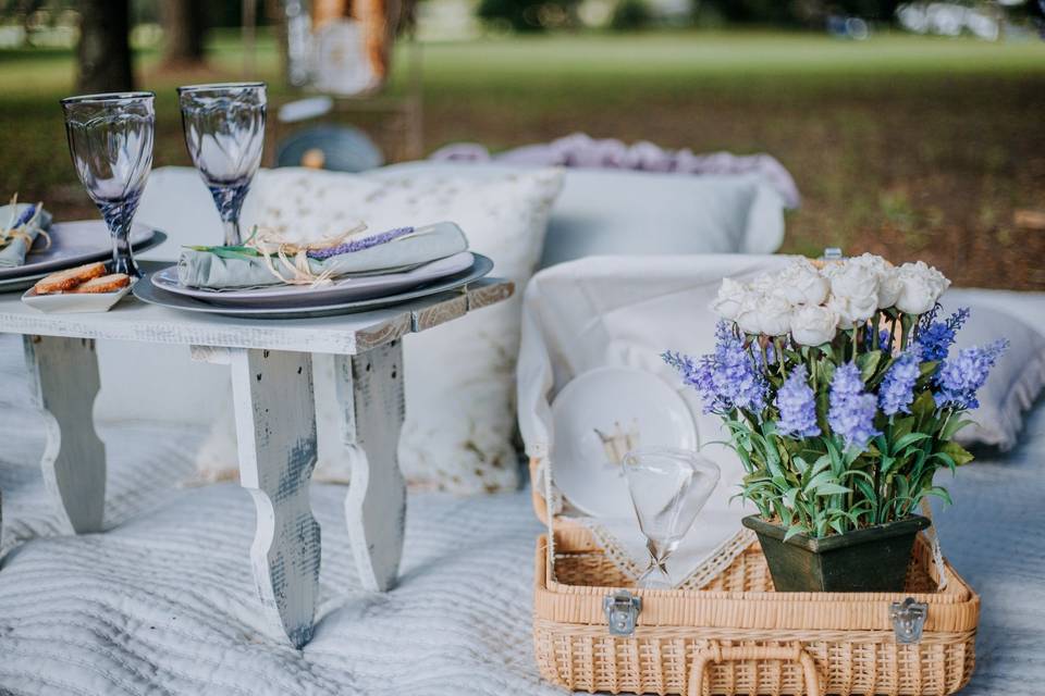 Flowers and table settings