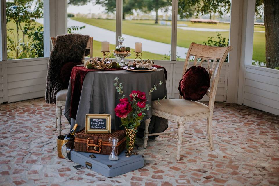 Table setting on a porch