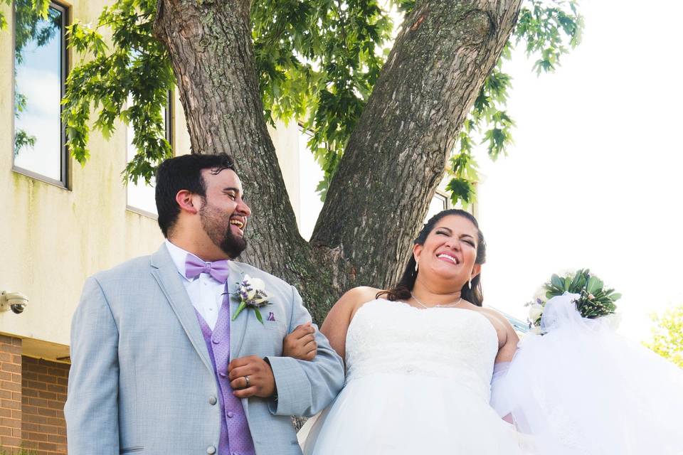 Posing beneath the tree