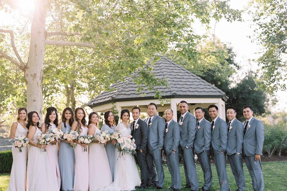 ​Couple with their bridesmaids and groomsmen