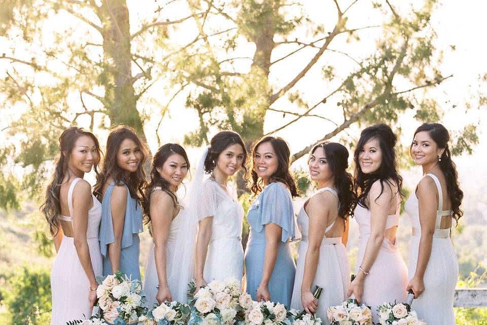 Bride with her bridesmaids