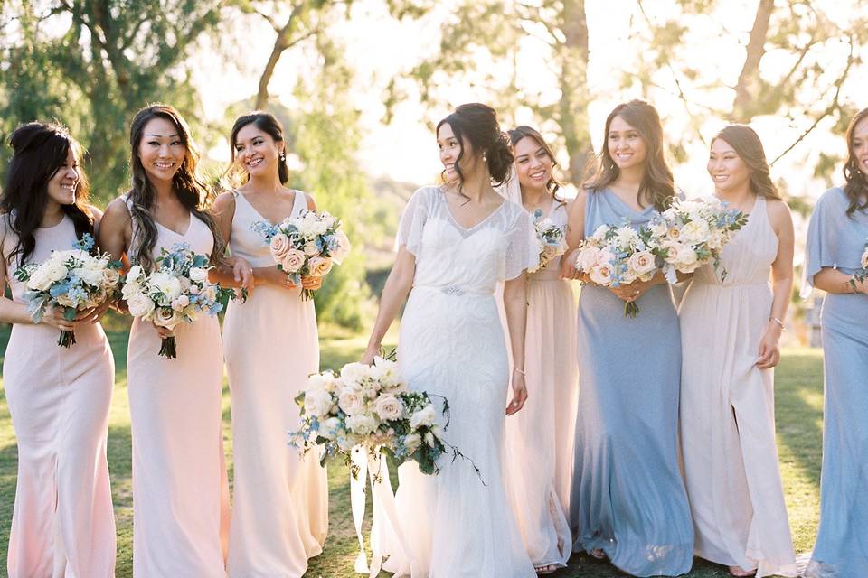 Bride with her bridesmaids