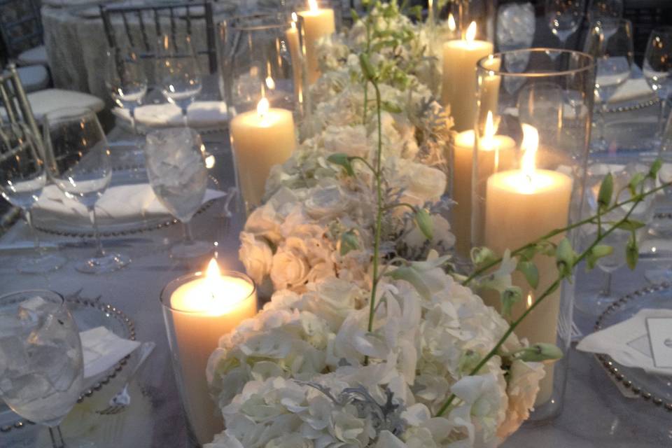 Table setup with centerpiece