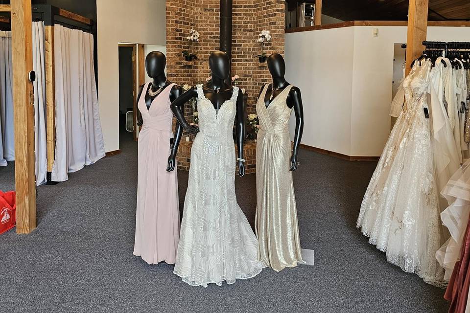 Trio of designer label gowns