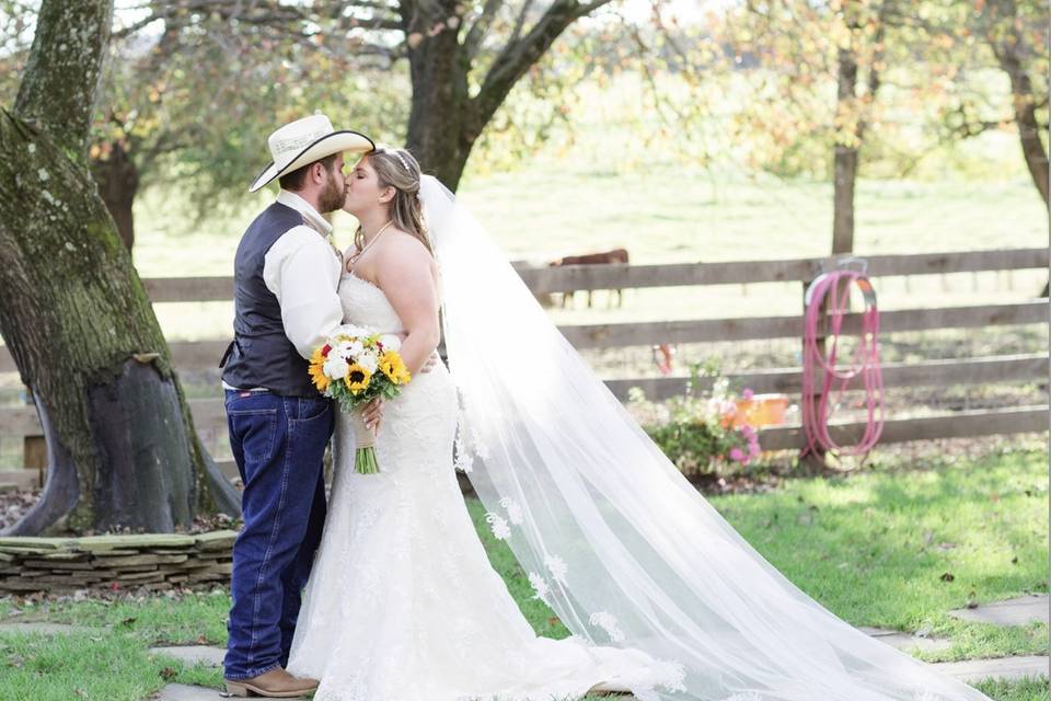 Newlyweds kiss