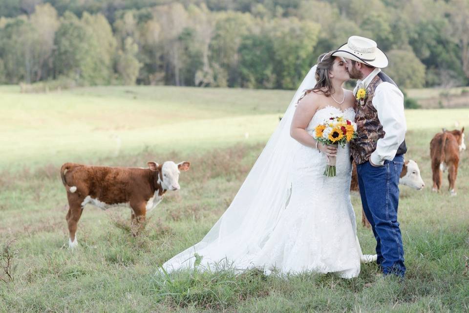 Newlyweds kiss