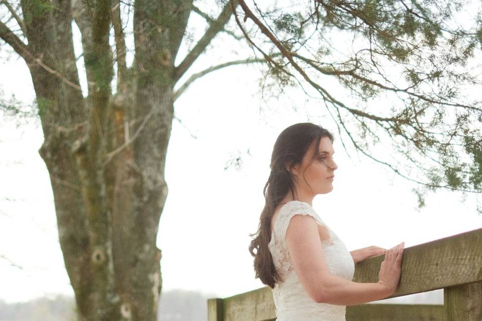 Simple white wedding dress