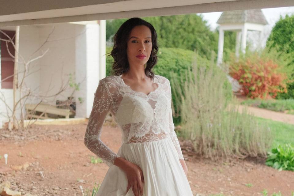 Simple white wedding dress