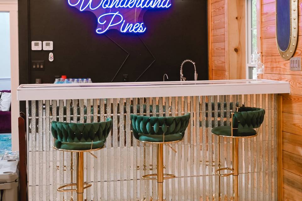 Bar featuring wine fridge