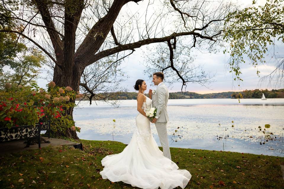 Bride & Groom by the Lake