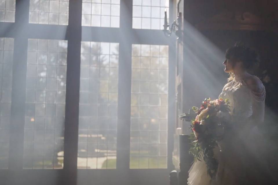 Bride by the windows