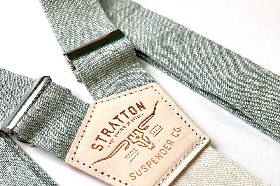 Vintage Sage Linen Suspenders