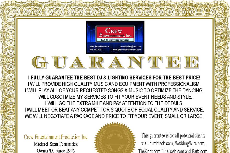 Quality and Price Guarantee