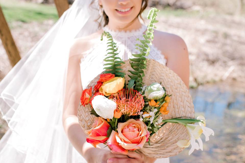 Bride and bouquet