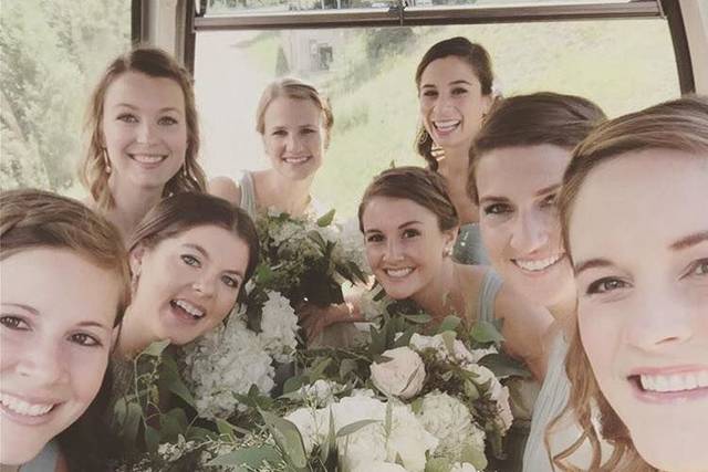 Bride and her bridesmaids