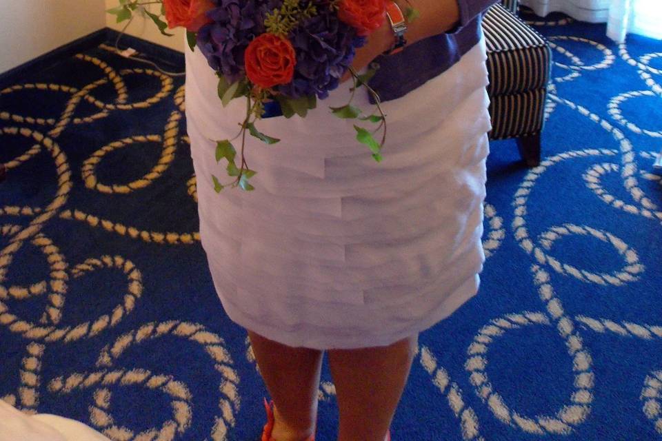 The bride holding her bouquet