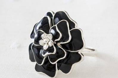 Bloom Flower Ring in Black - An elegant but edgy touch to any bridal party!