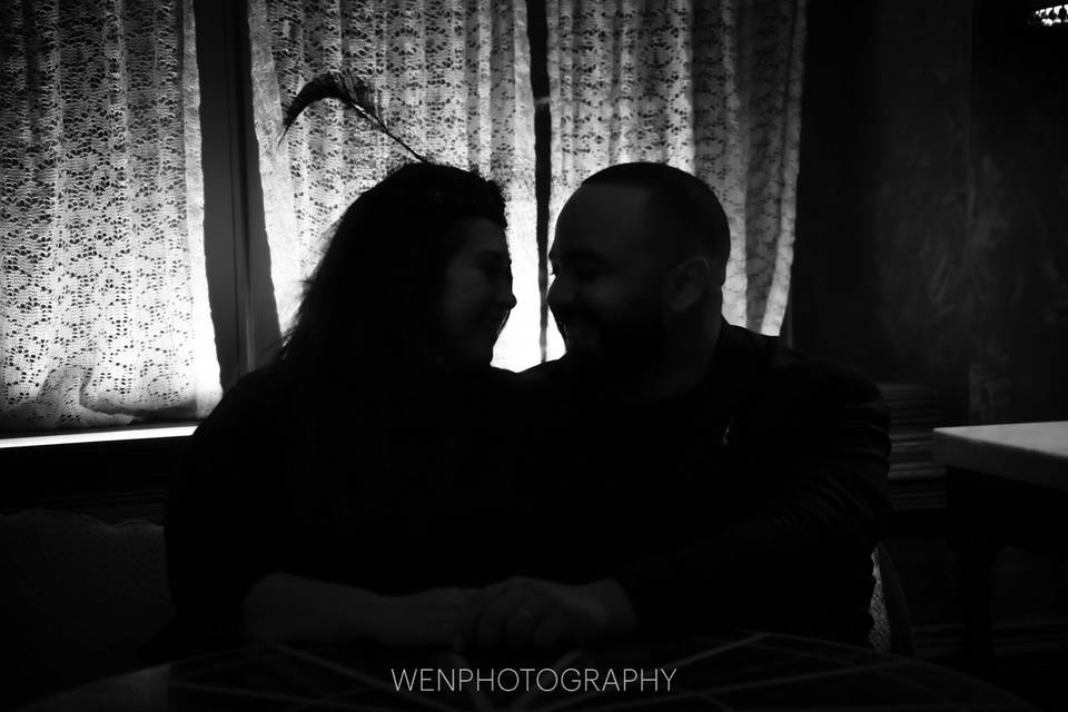 Newlyweds in silhouette