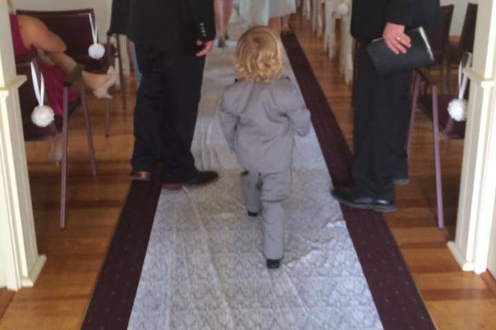 Indoor chapel wedding.