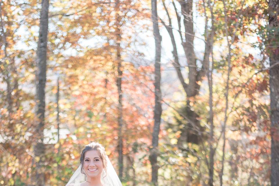Bride posing outdoors