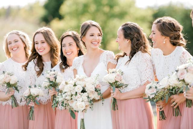 The beaming wedding party