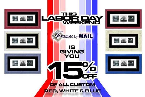 Frame your wedding and engagement photos.  Visit www.framesbymail.com and receive 15% off custom cut Red, White or Blue metal and wood picture frames.  Use Promo Code 15RWB valid 9/3/09 through 9/7/09.