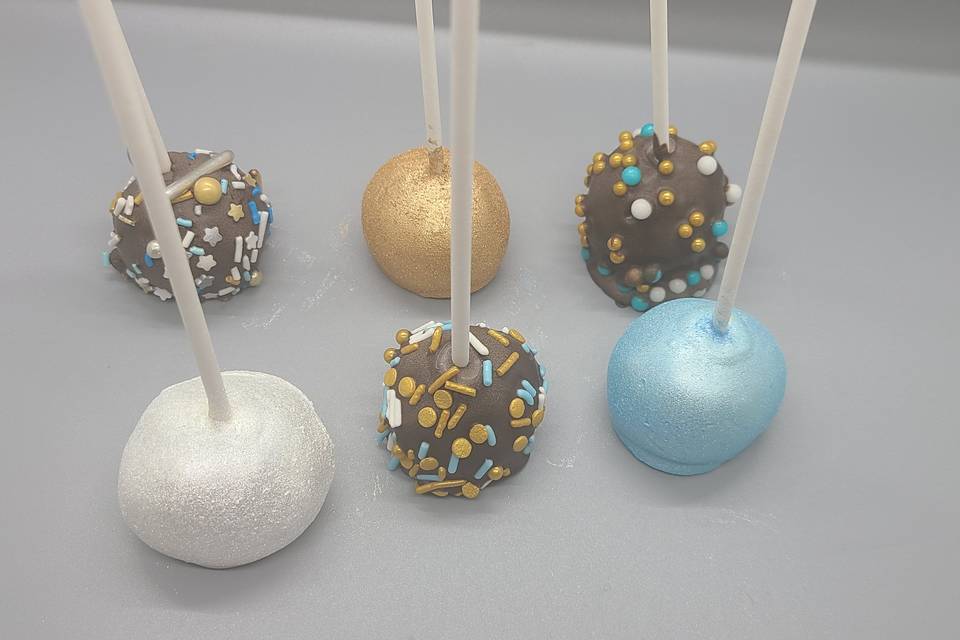 Blue and Gold Bridal Cake Pops