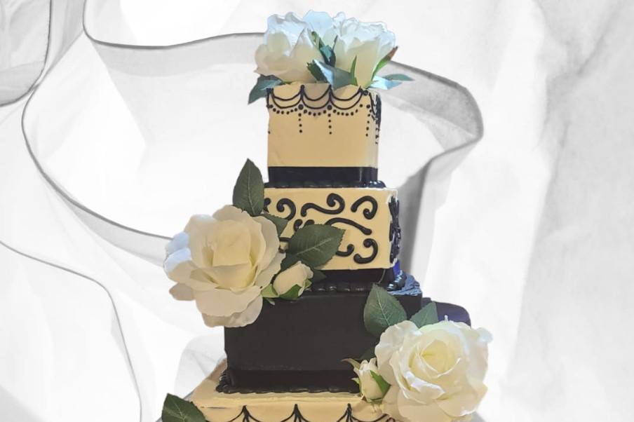 Monochrome wedding cake