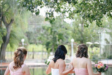 Bride and her bridesmaids