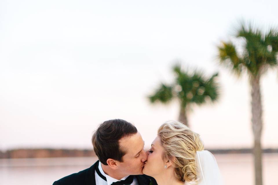 Romantic kiss on the beach