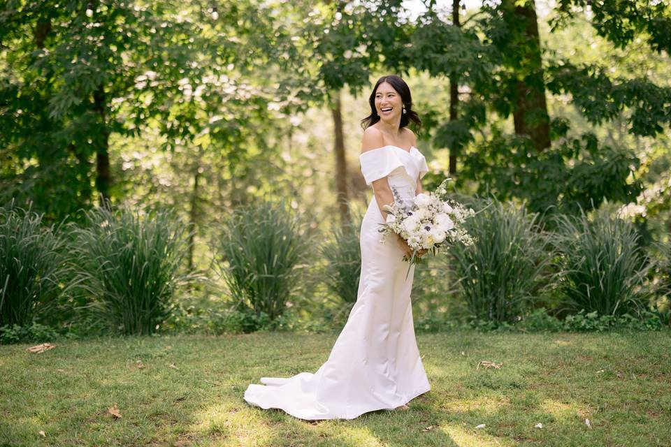 Bride in greenery