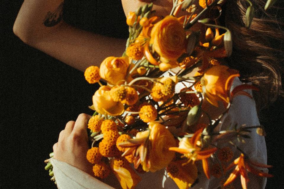 Bright, textural orange bridal