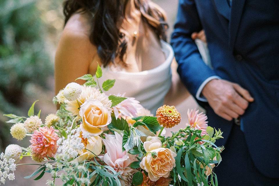 Colorful summer bridal bouquet